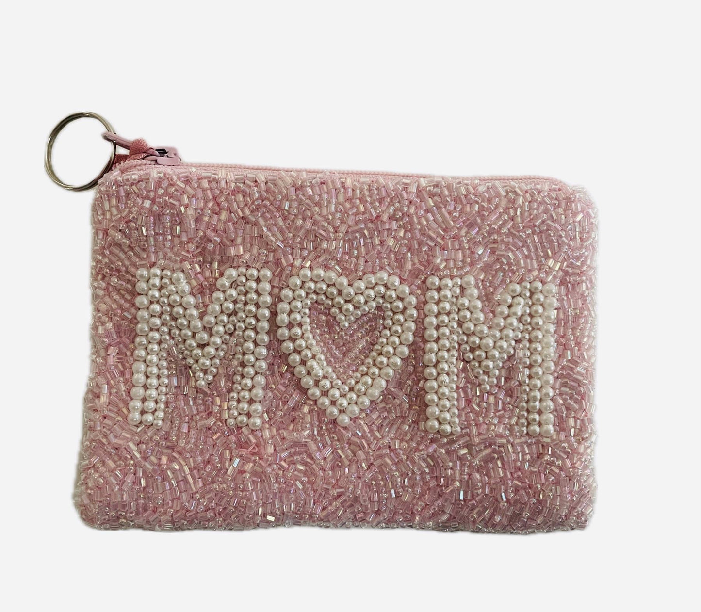 Mom Hand Beaded Pearl and Pink Coin Purse