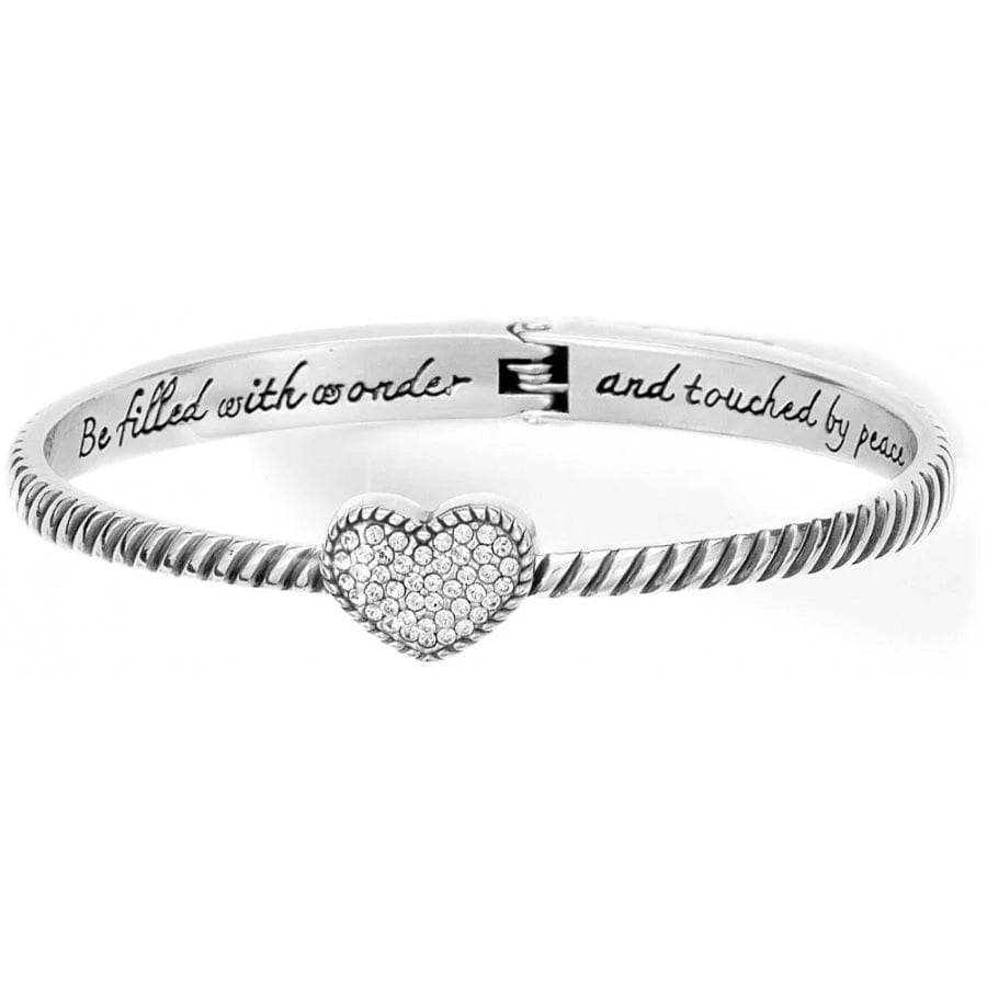 Celestia Heart Hinged Bangle- Silver