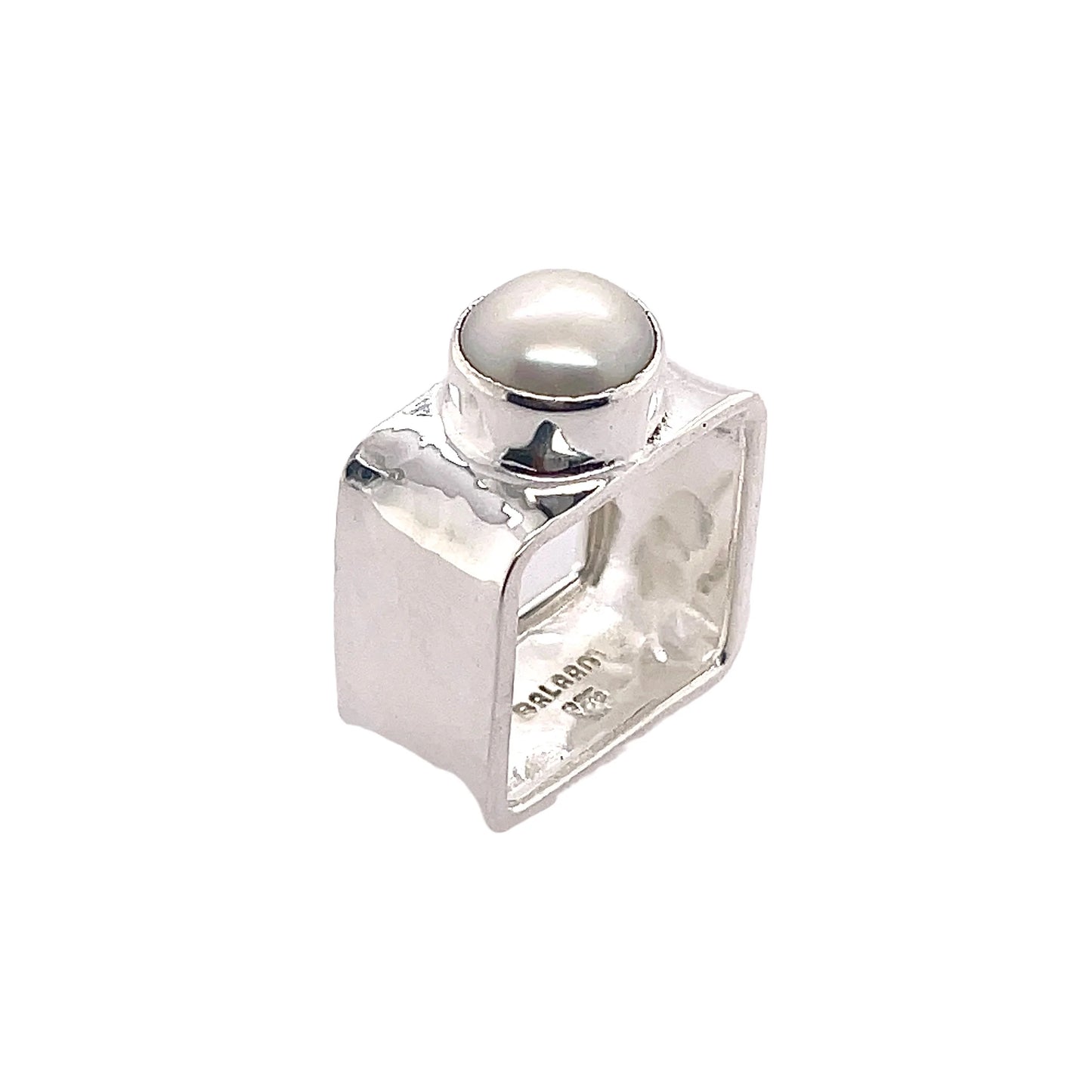 STERLING SILVER FRESH WATER PEARL SQUARE RING