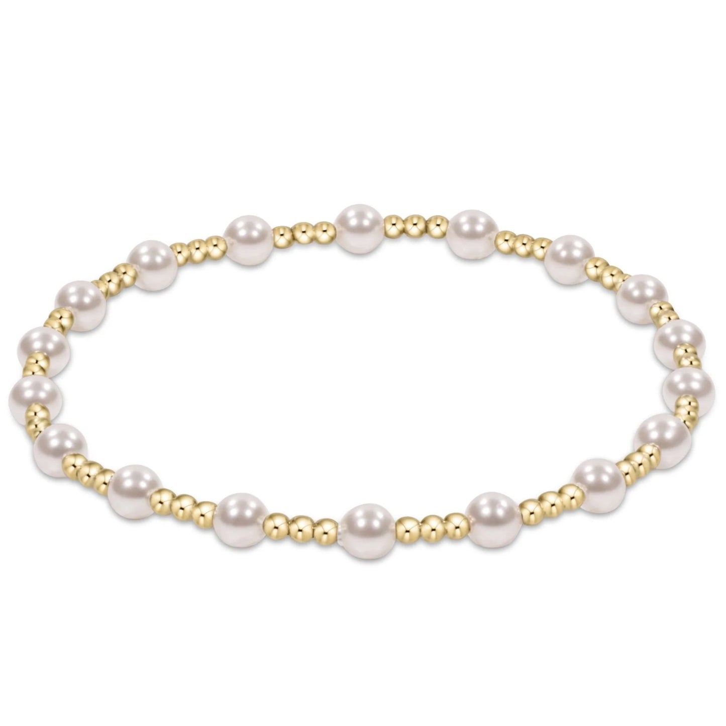 Classic Sincerity Pattern 4mm Bead Bracelet- Pearl