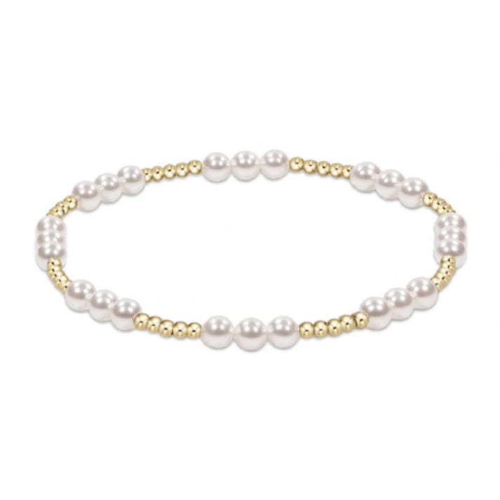 Classic Joy Pattern 4mm Bead Bracelet- Pearl