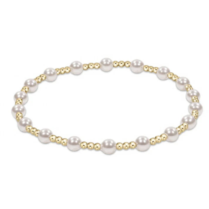 Extends Classic Sincerity Pattern 4mm Bead Bracelet - Pearl