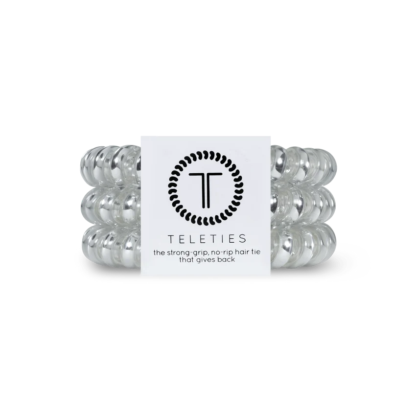 Electric Silver Large Teleties Hair Ties