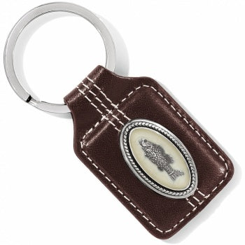 Brown Leather Spokane Freshwater Enamel Key Fob