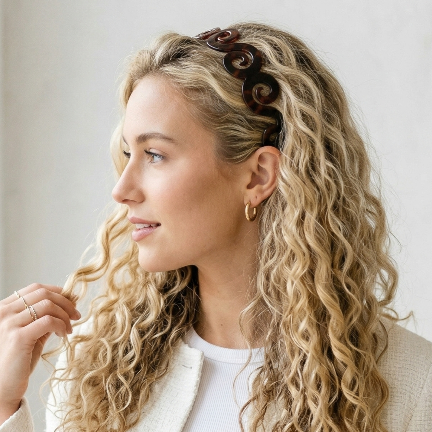 Parcelona French Swirls Wide Light Non-Brittle Cellulose Shell Hair Headband