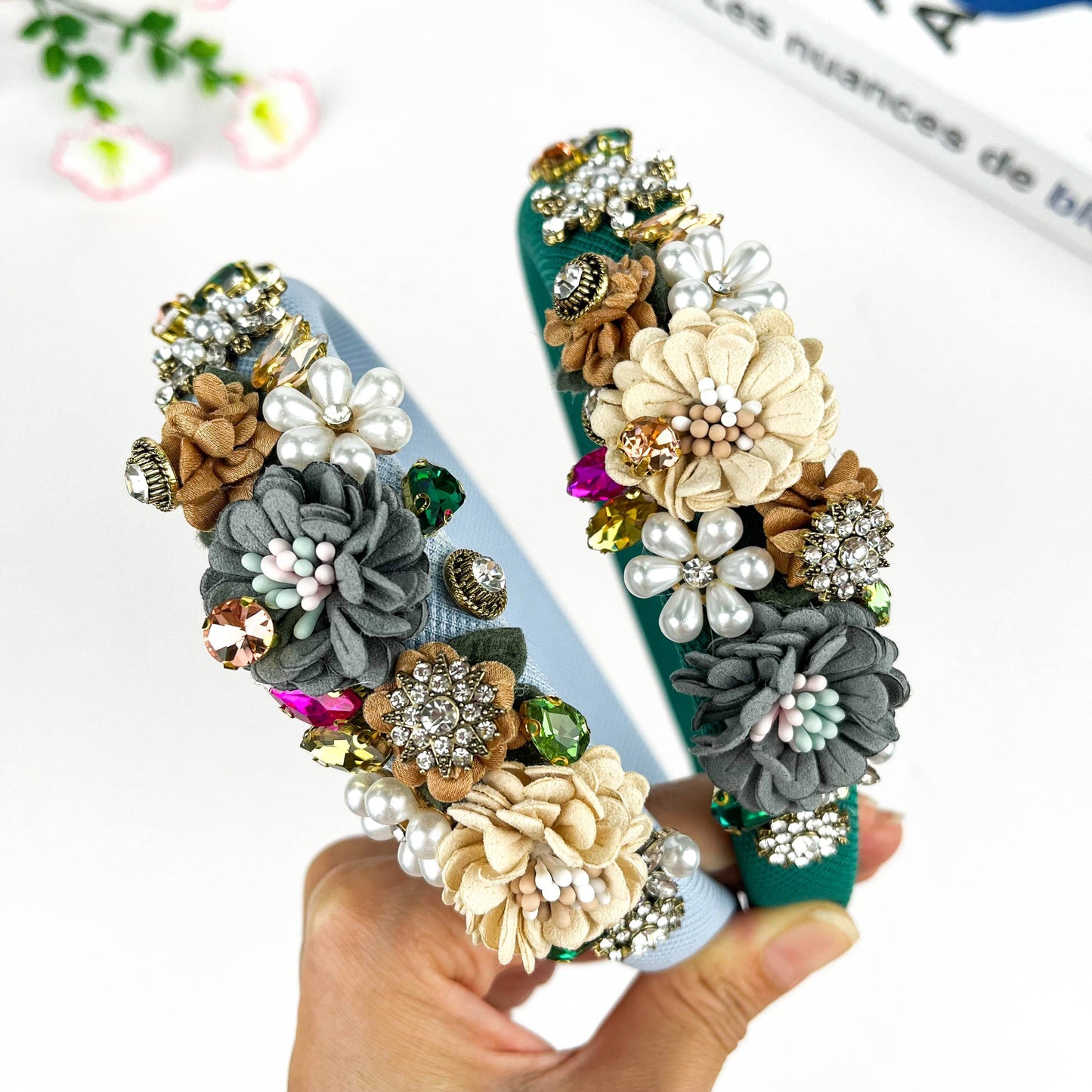 Vintage Flower Headband, Baroque Rhinestone Hair Accessory
