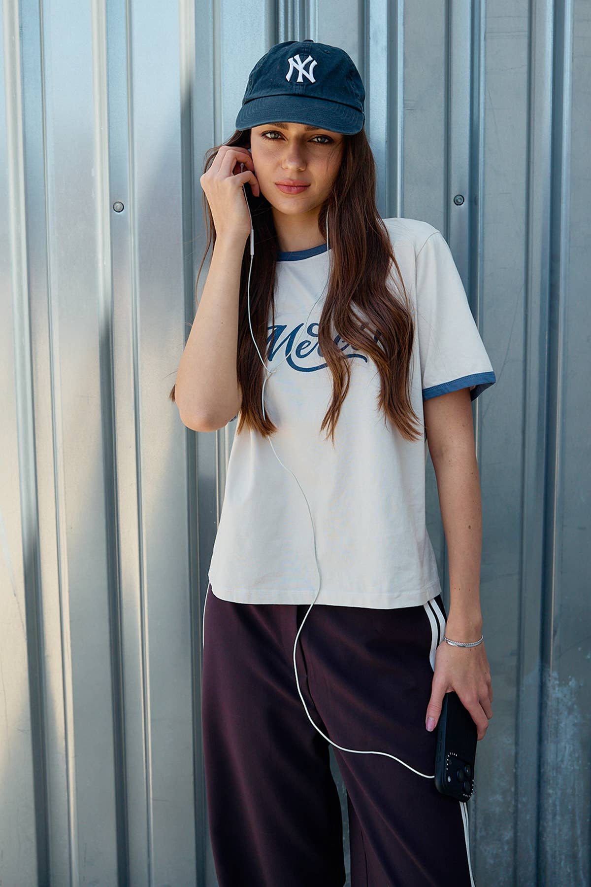 Merci Embroidered Contrast Trim Tee - RTK1166