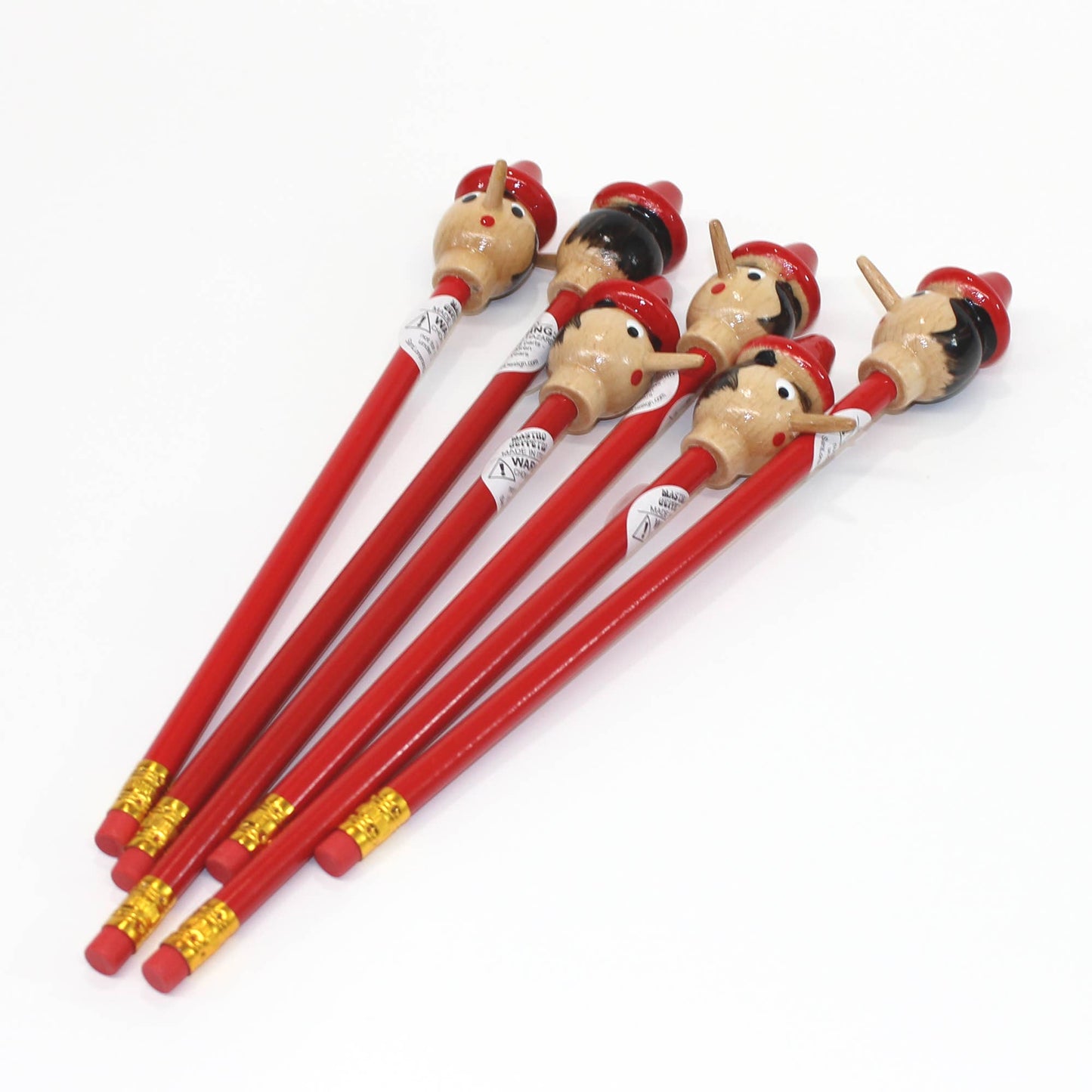Pinocchio Wooden Pencil, Red, Handmade, Vintage