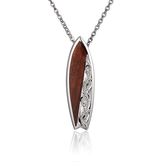 Surfboard Pendant Necklace Koa SS