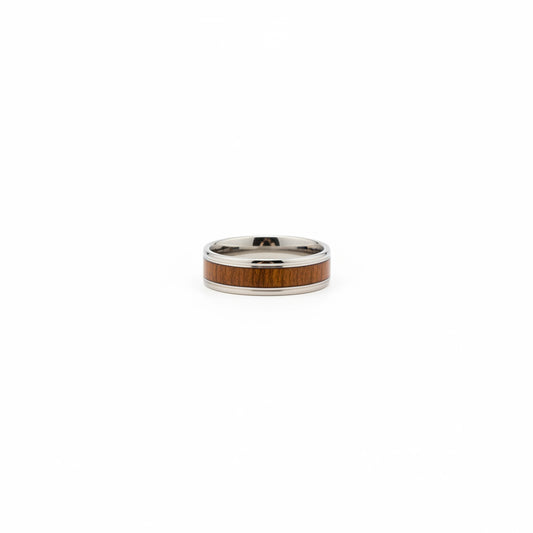 8 mm Titanium and Koa Ring with Detail Work