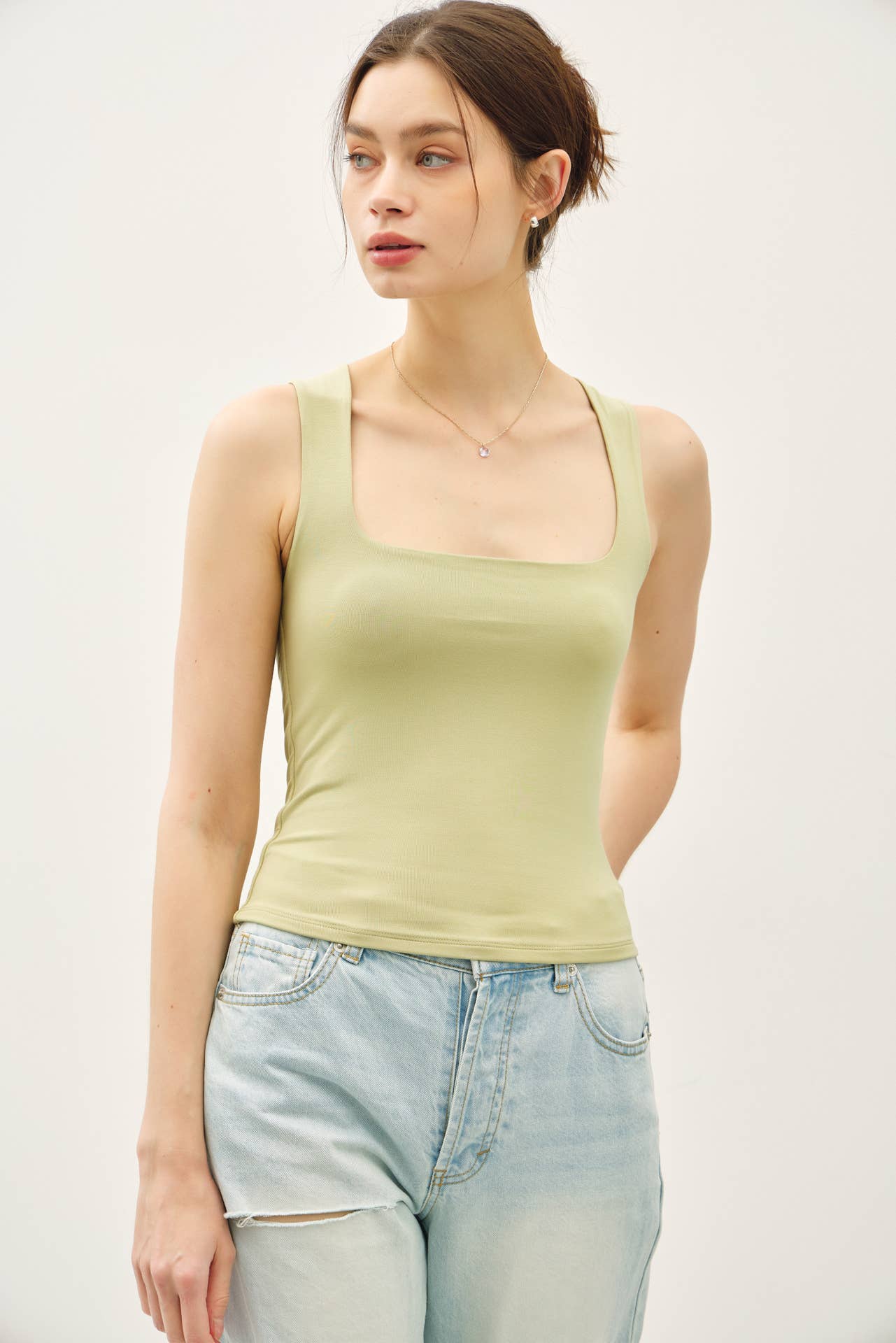 DOUBLE LINED SQUARE NECK TANK