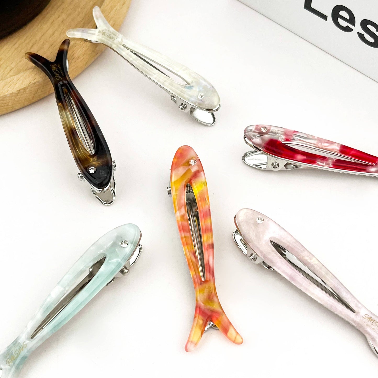 Hollow Fishbone Acetate Hair Clip, Fish Design Duckbill Clip