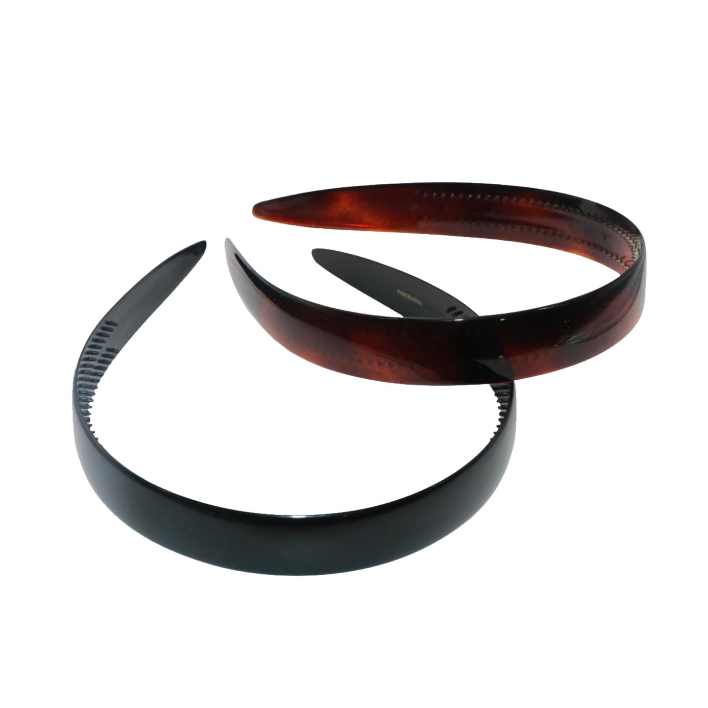 Parcelona French Wide Shell and Black Cellulose Hair Headbands for Women(2 Pcs)