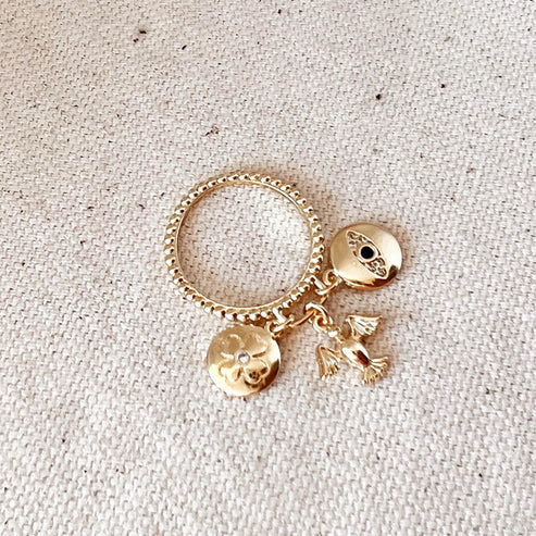 18k Gold Filled Protection Charms Ring