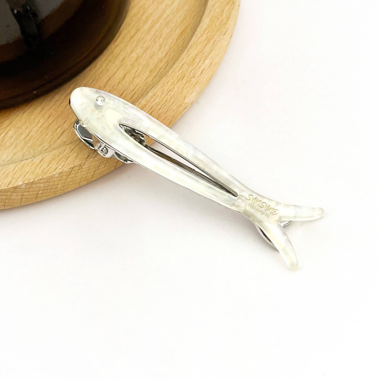 Hollow Fishbone Acetate Hair Clip, Fish Design Duckbill Clip