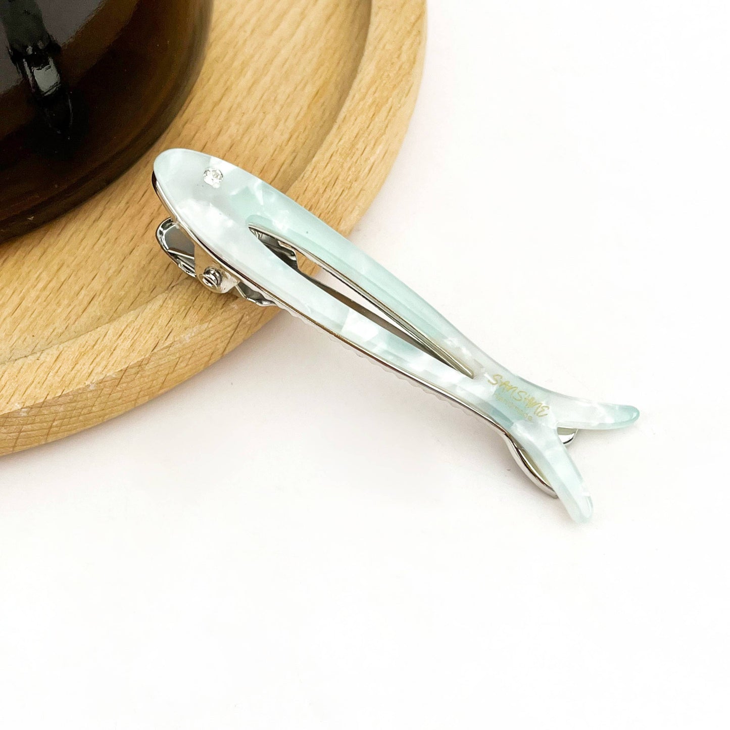 Hollow Fishbone Acetate Hair Clip, Fish Design Duckbill Clip