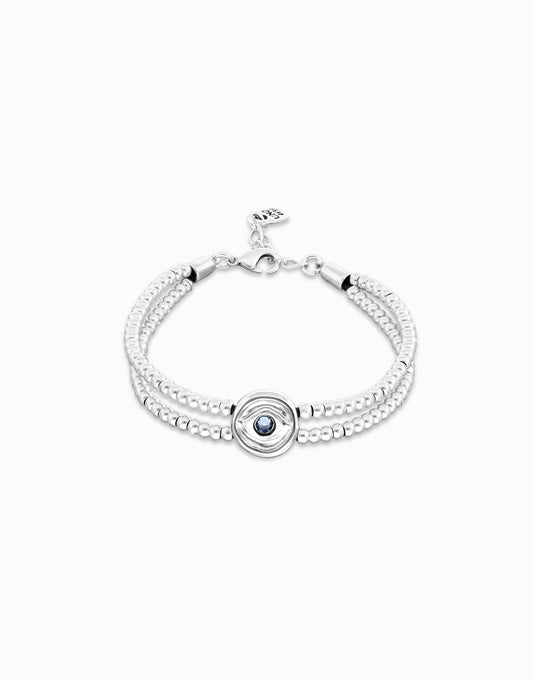 Two-strand beaded bracelet with an eye-shaped charm