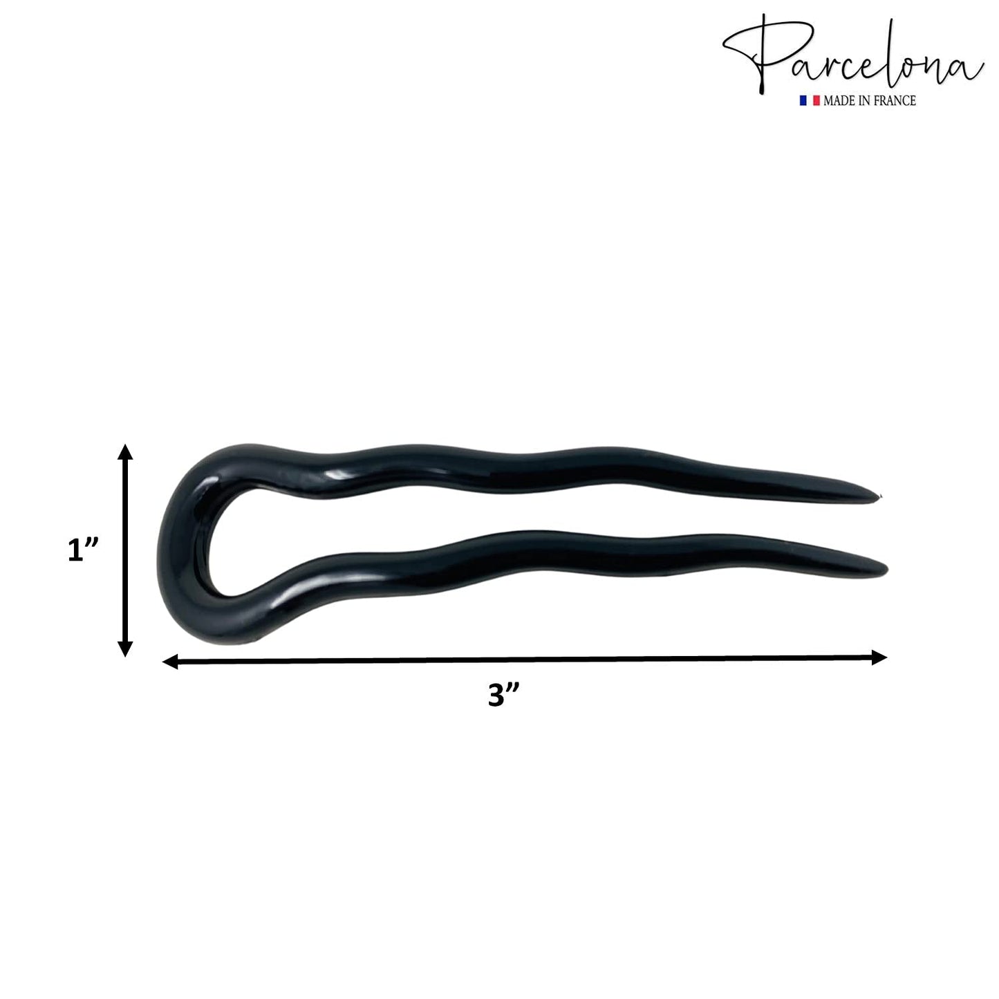 Parcelona French Mystic Medium 3" Cellulose Chignon U Shaped Hair Pins(Set of 2)