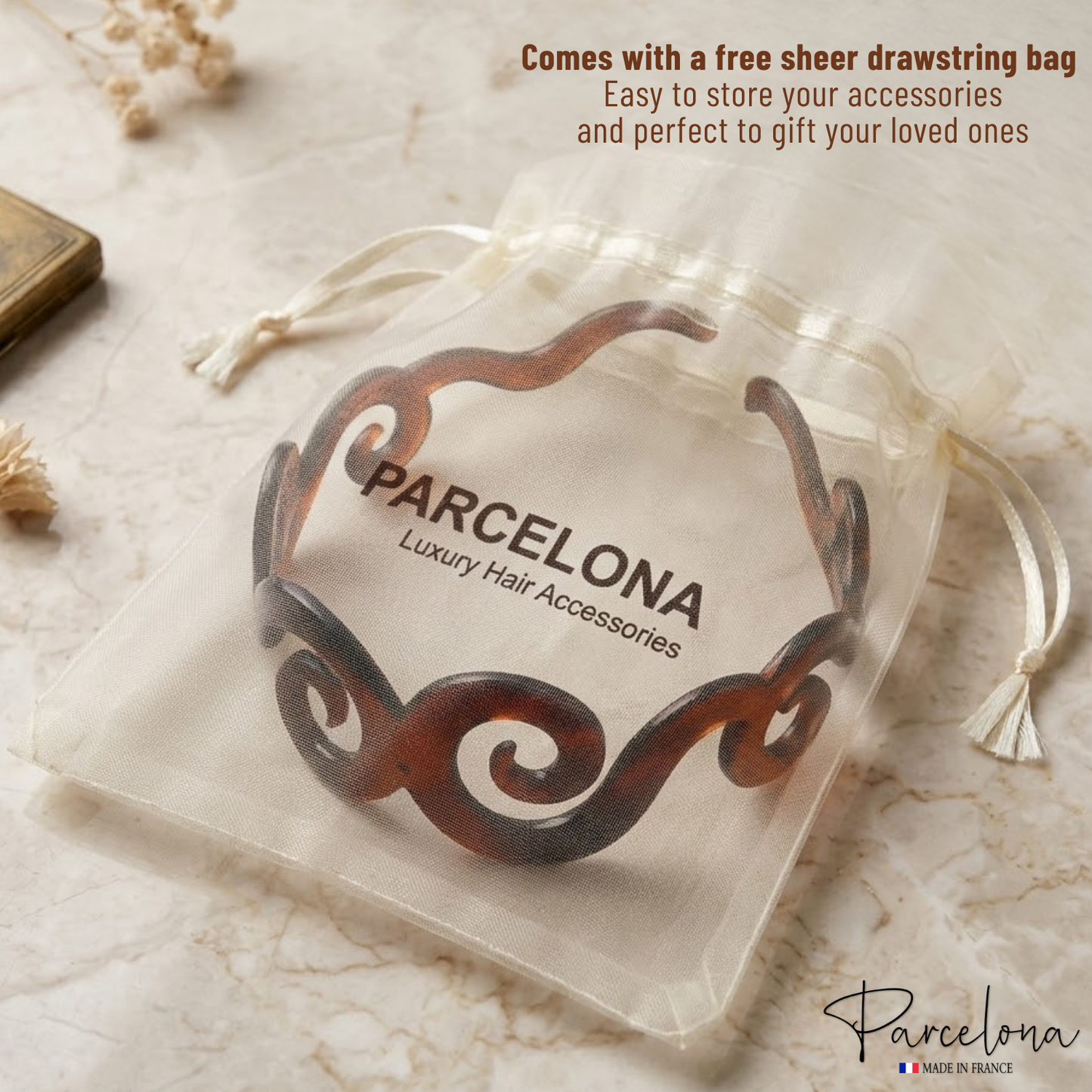 Parcelona French Swirls Wide Light Non-Brittle Cellulose Shell Hair Headband
