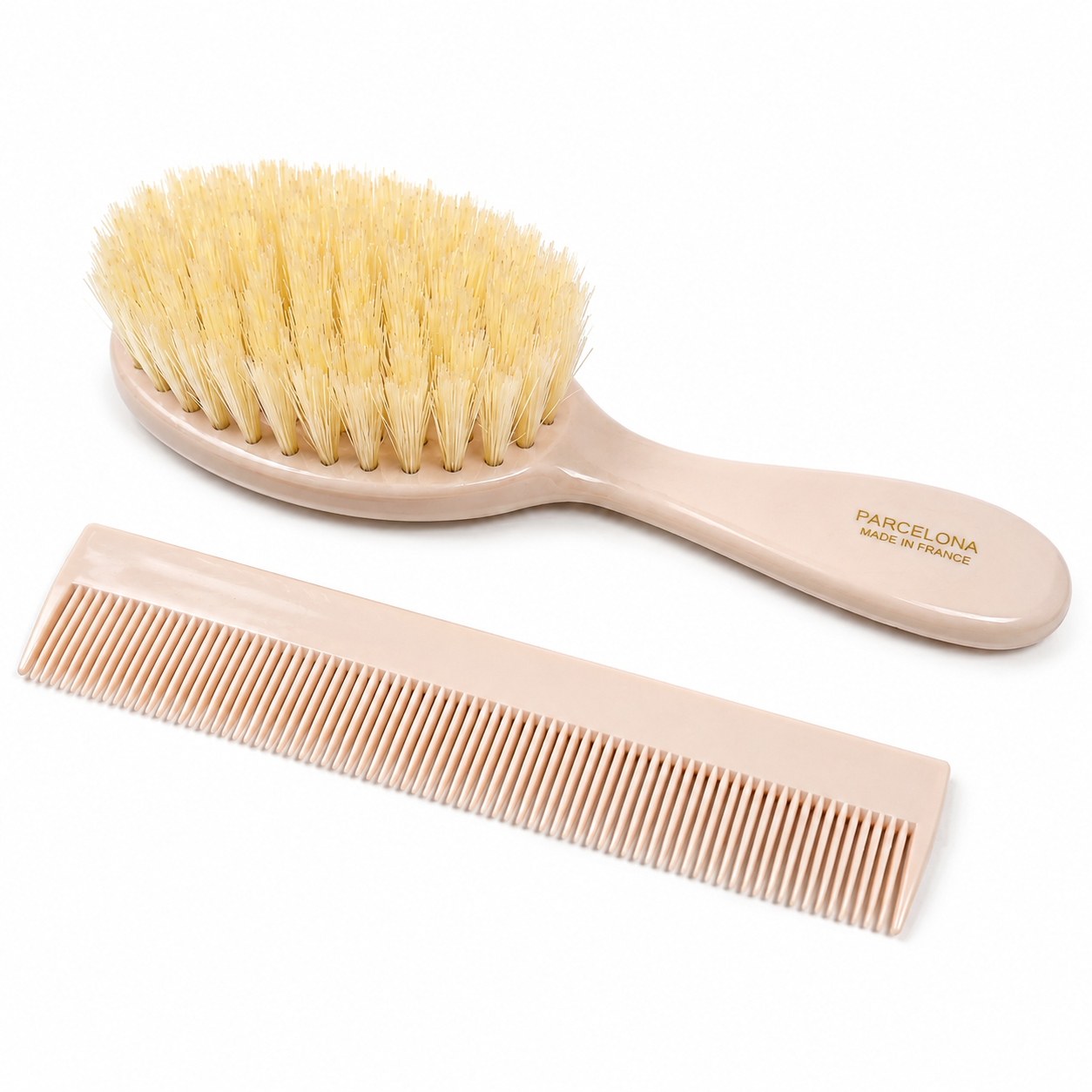 Parcelona French Grooming Combo 6” Celluloid Baby Brush and Comb for Toddlers