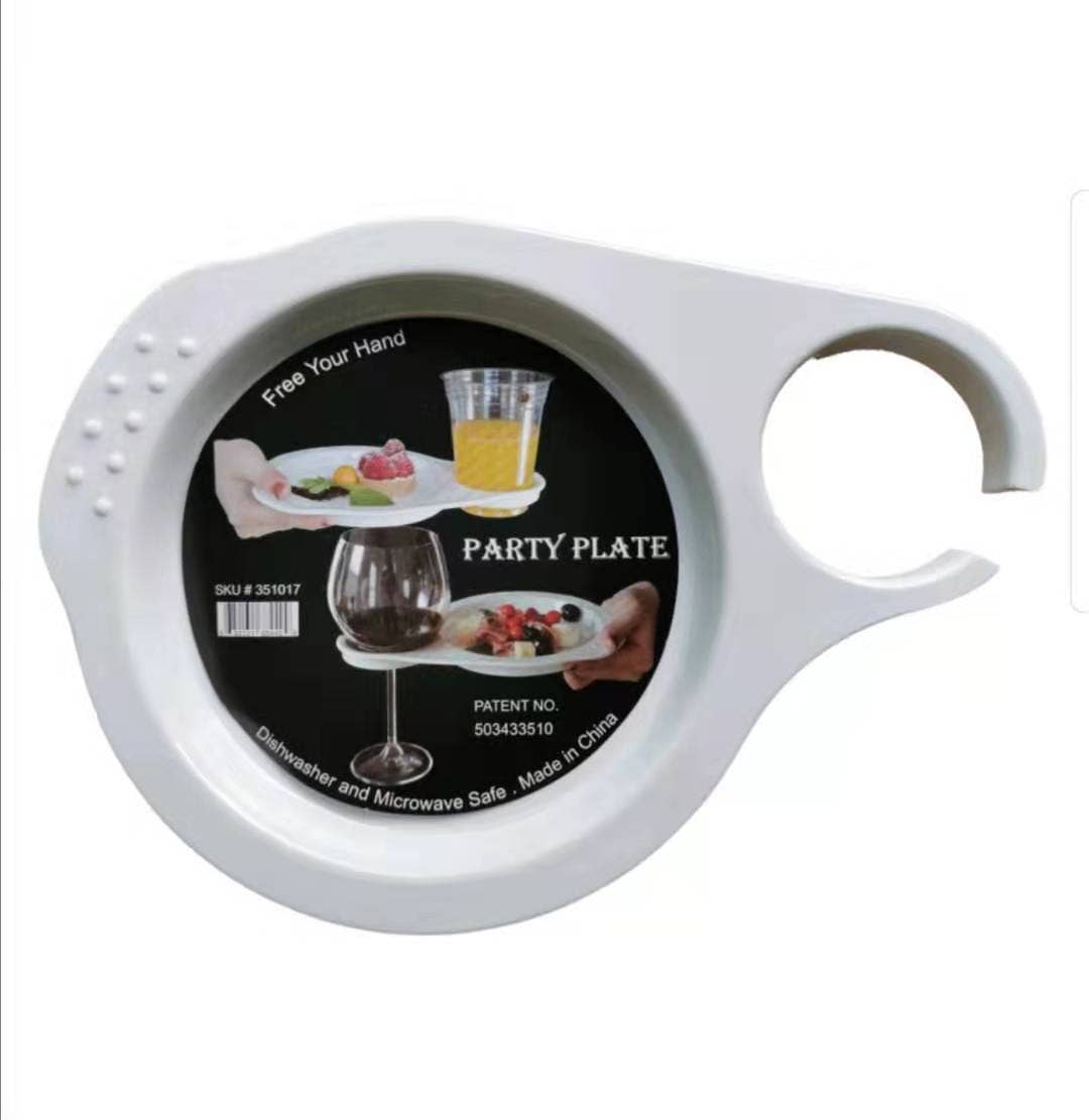Appetizer Cocktail Plates with Wine Glass or tumbler holder
