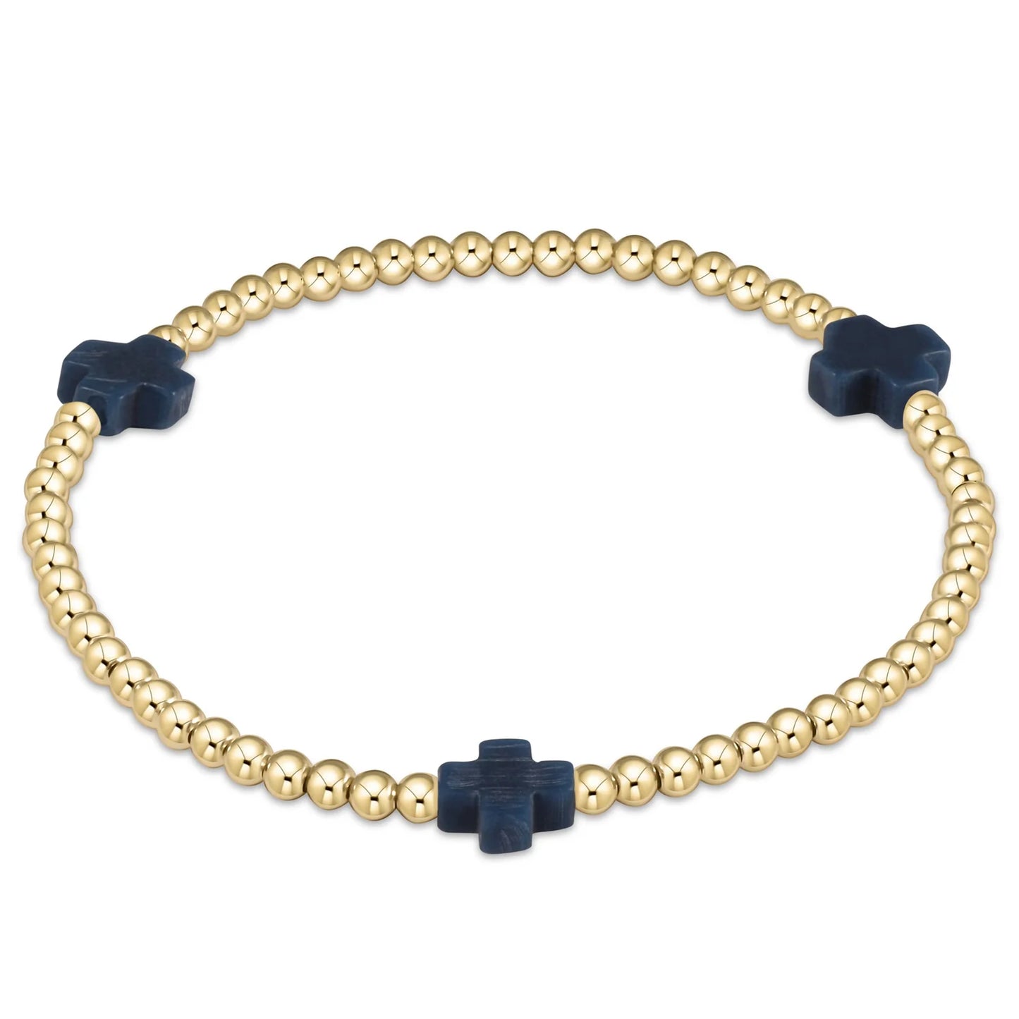 enewton extends  - signature cross gold pattern 3mm bead bracelet