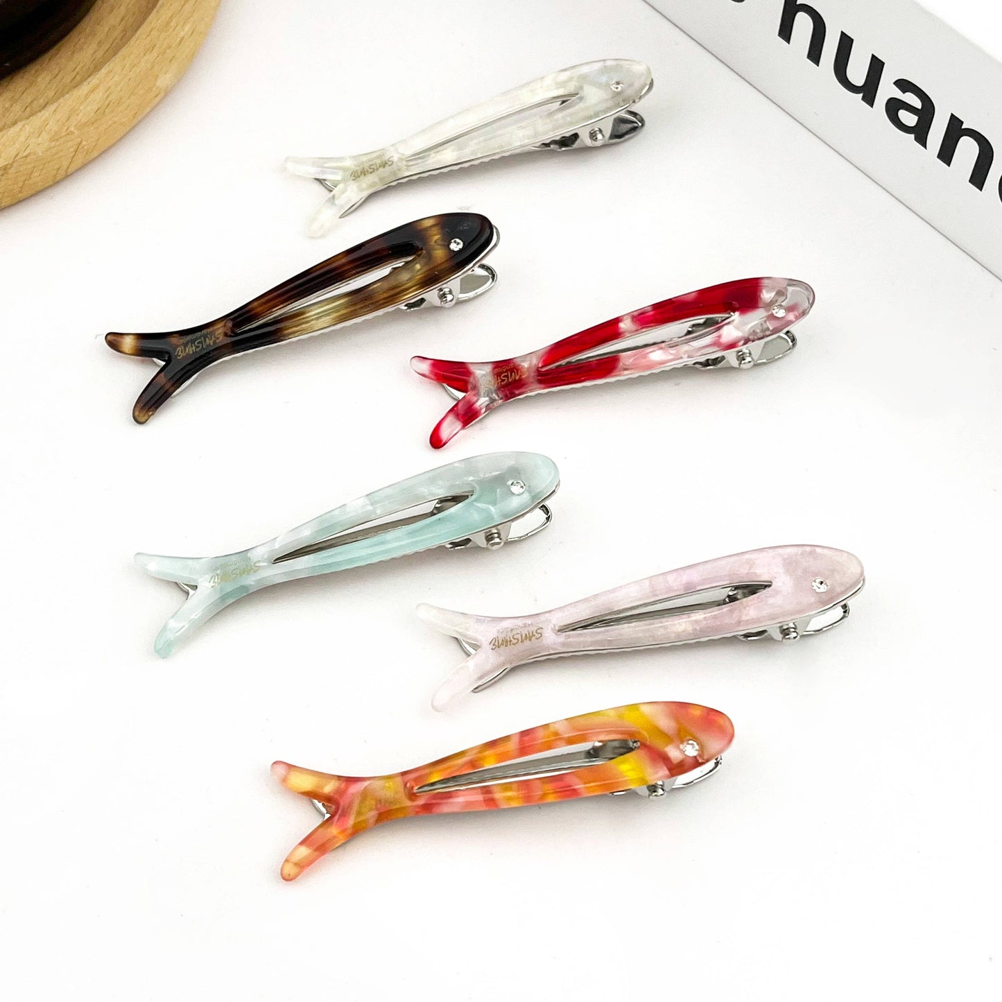 Hollow Fishbone Acetate Hair Clip, Fish Design Duckbill Clip