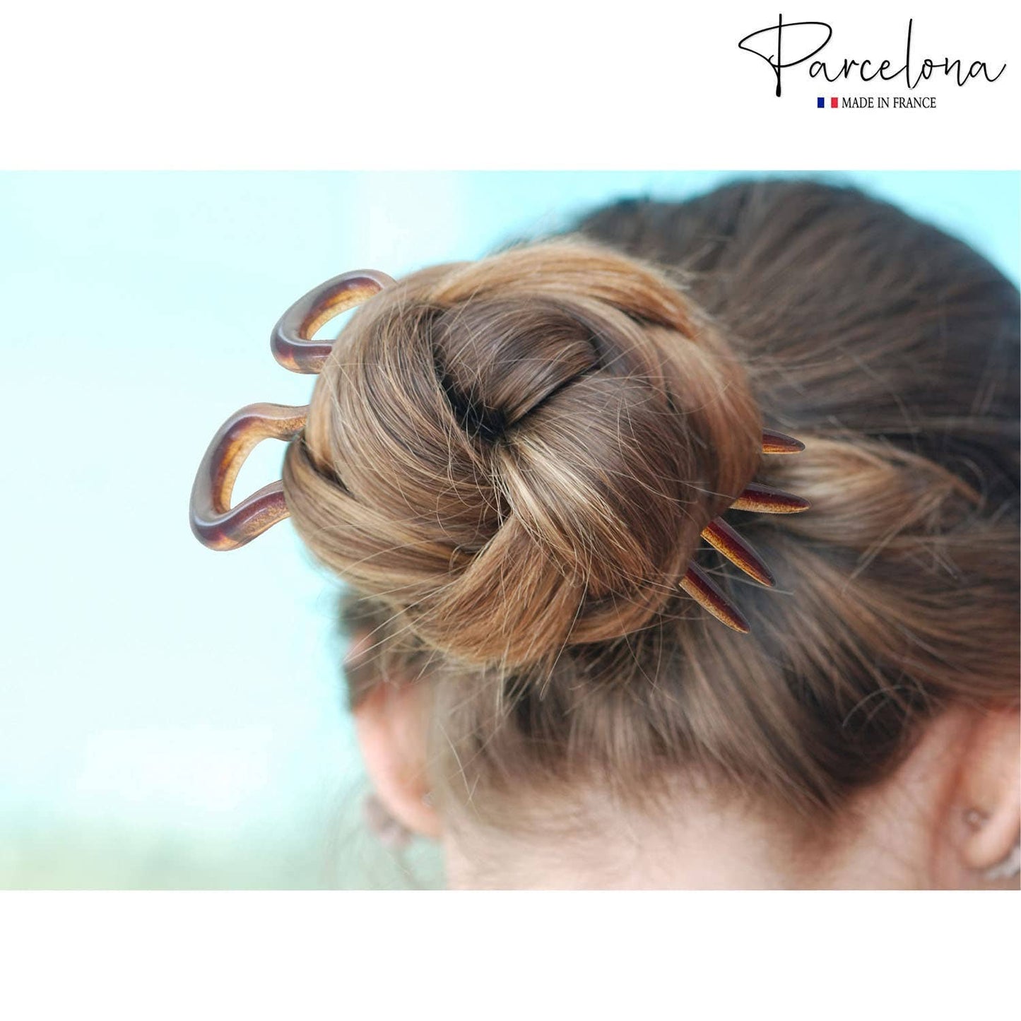 Parcelona French Mystic Medium 3" Cellulose Chignon U Shaped Hair Pins(Set of 2)