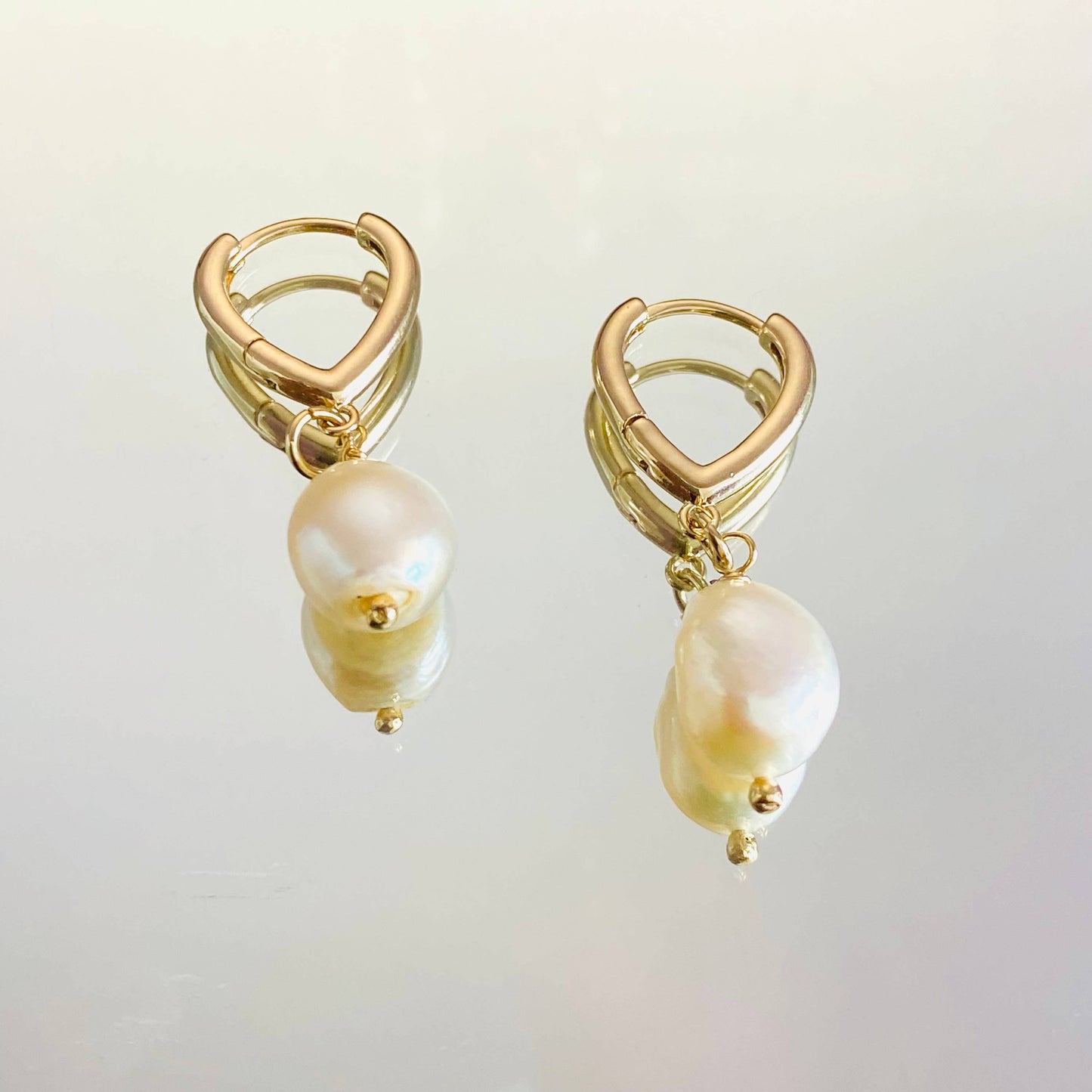 Freshwater Pearl Earrings, Pearl Huggie Hoops, Baroque Pearl