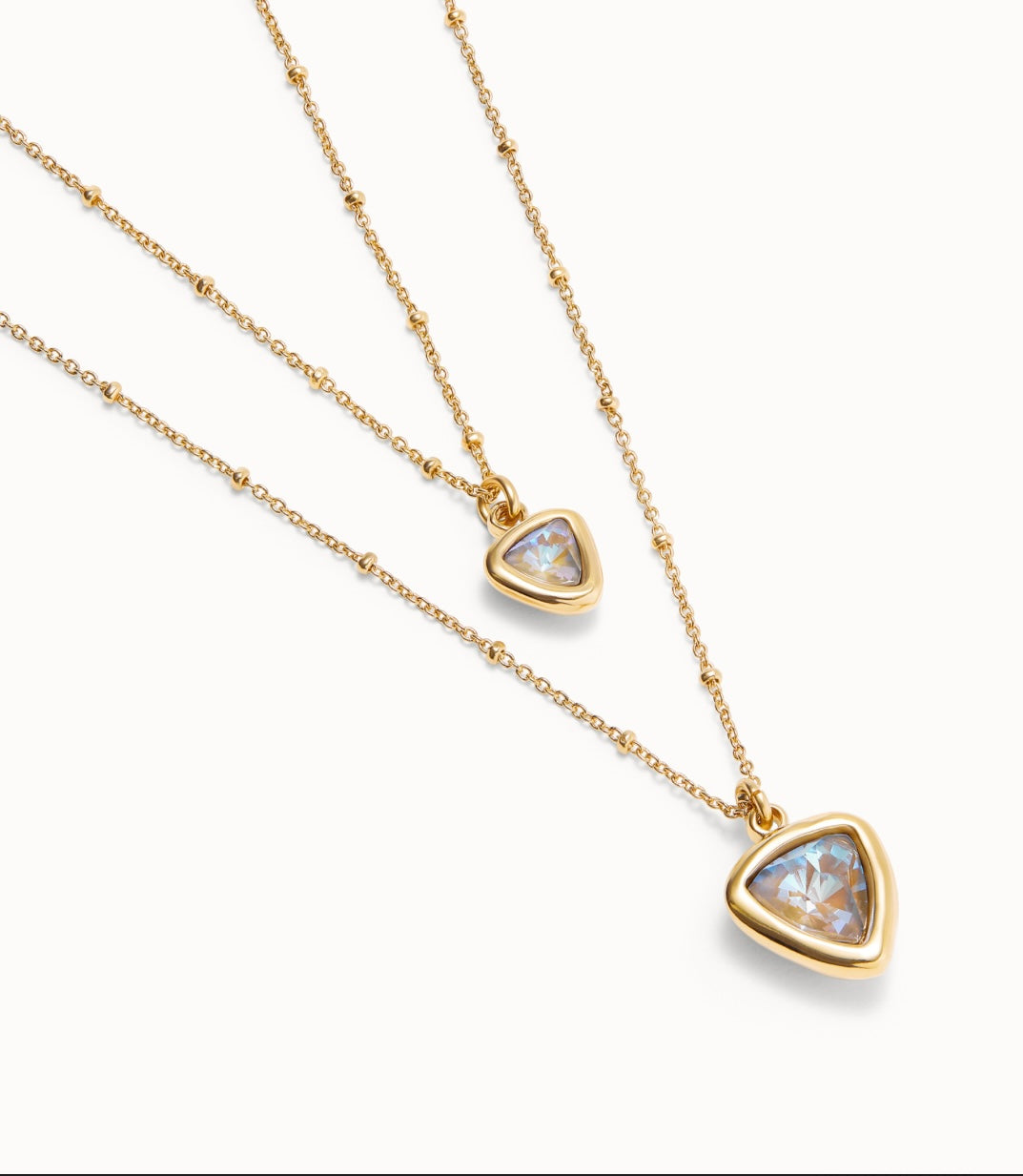 Multi-layer pendant link chain necklace with crystal