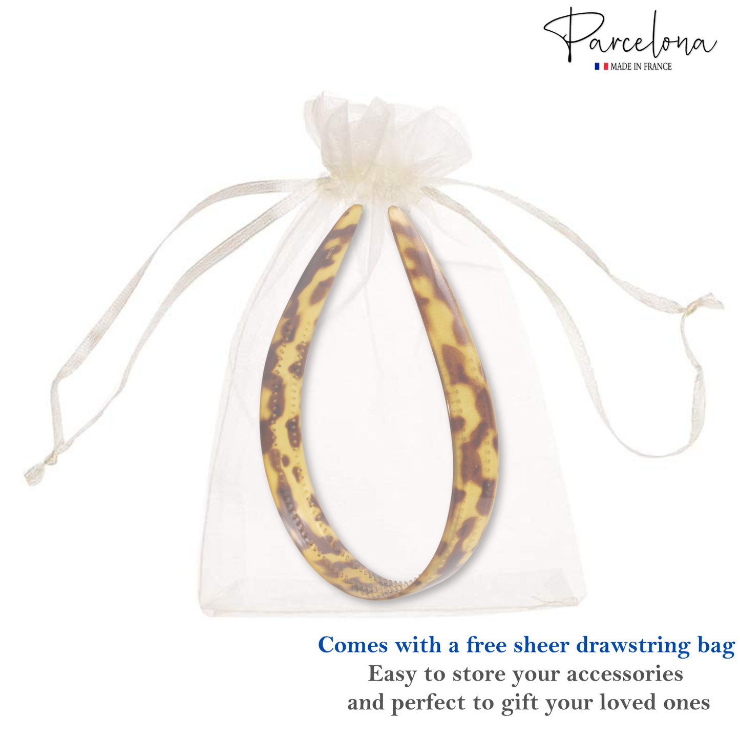 Parcelona French Headband 0.75 Inch Wide Cellulose Hairband for Women & Girls