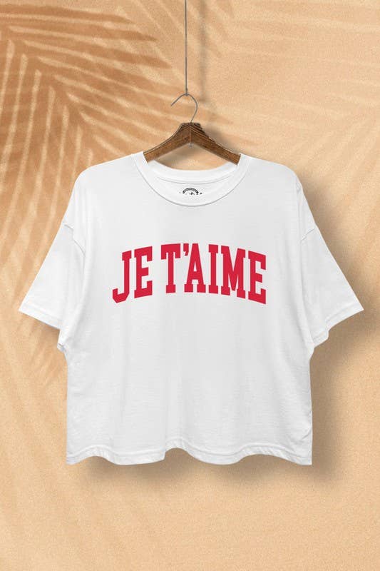 Je T'aime French Typography Boxy Crop Top