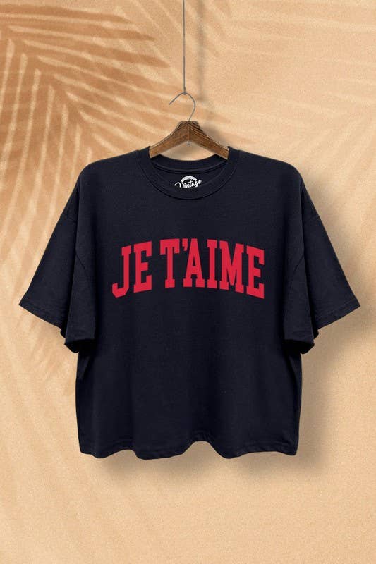 Je T'aime French Typography Boxy Crop Top