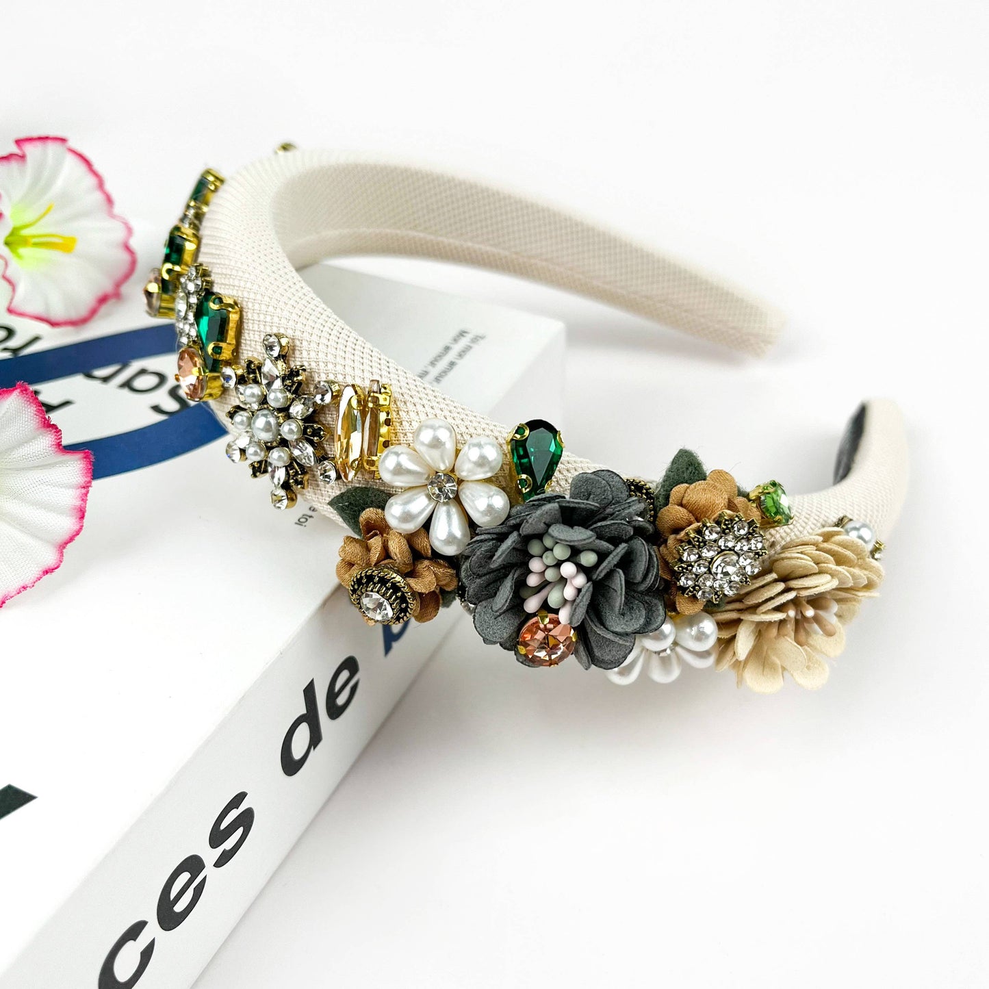 Vintage Flower Headband, Baroque Rhinestone Hair Accessory