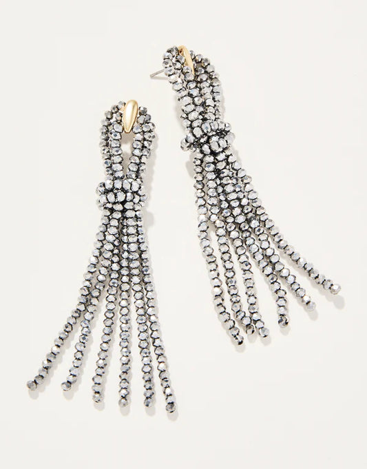 Twisted Tassel Earrings Blue Grey