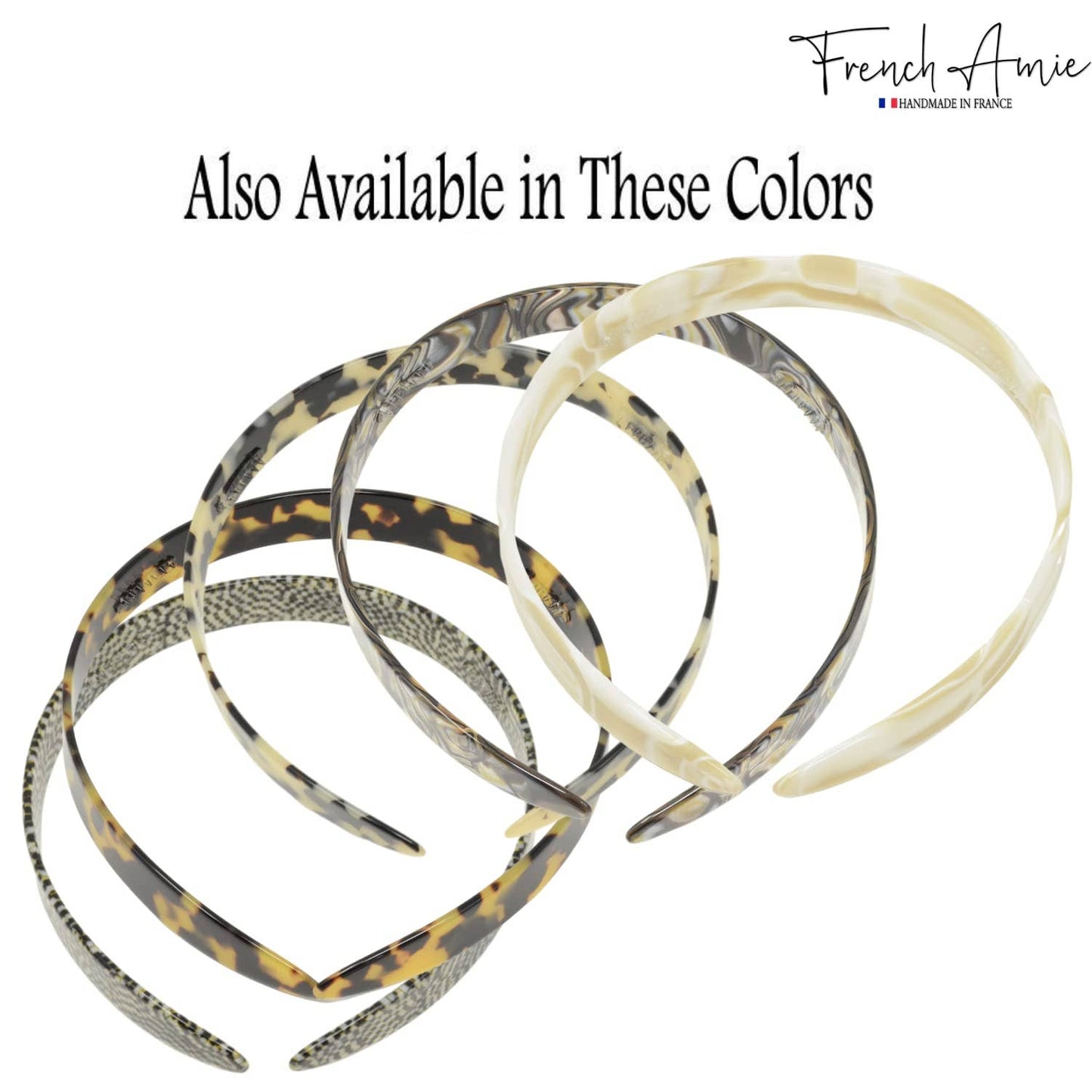 French Amie Wide Headband 1/2" Handmade Cellulose Hair Accessories Women & Girls