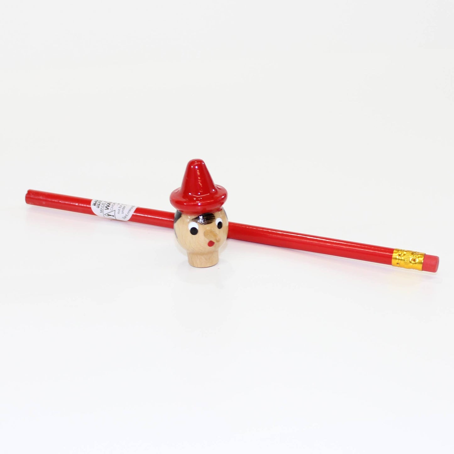 Pinocchio Wooden Pencil, Red, Handmade, Vintage