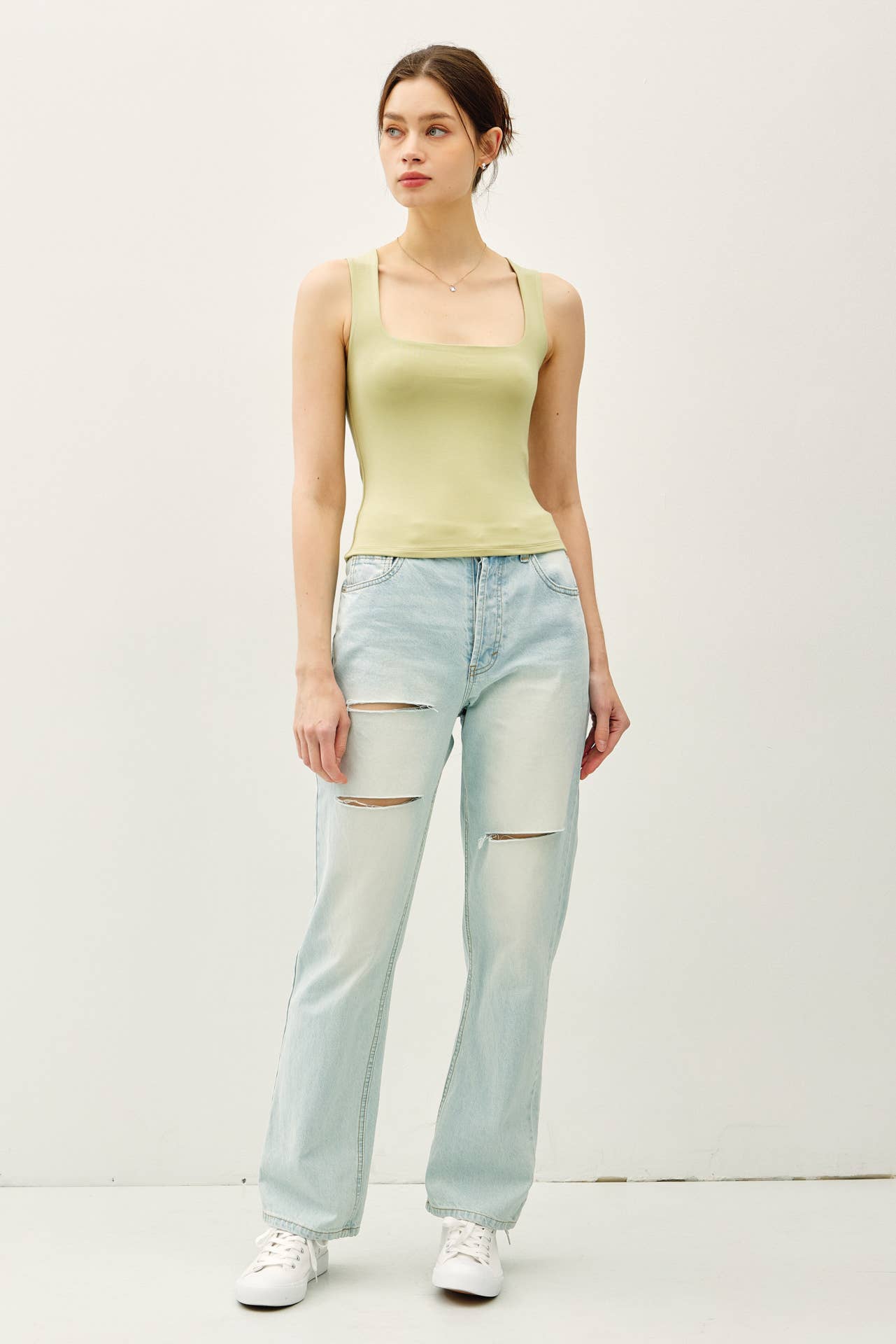 DOUBLE LINED SQUARE NECK TANK
