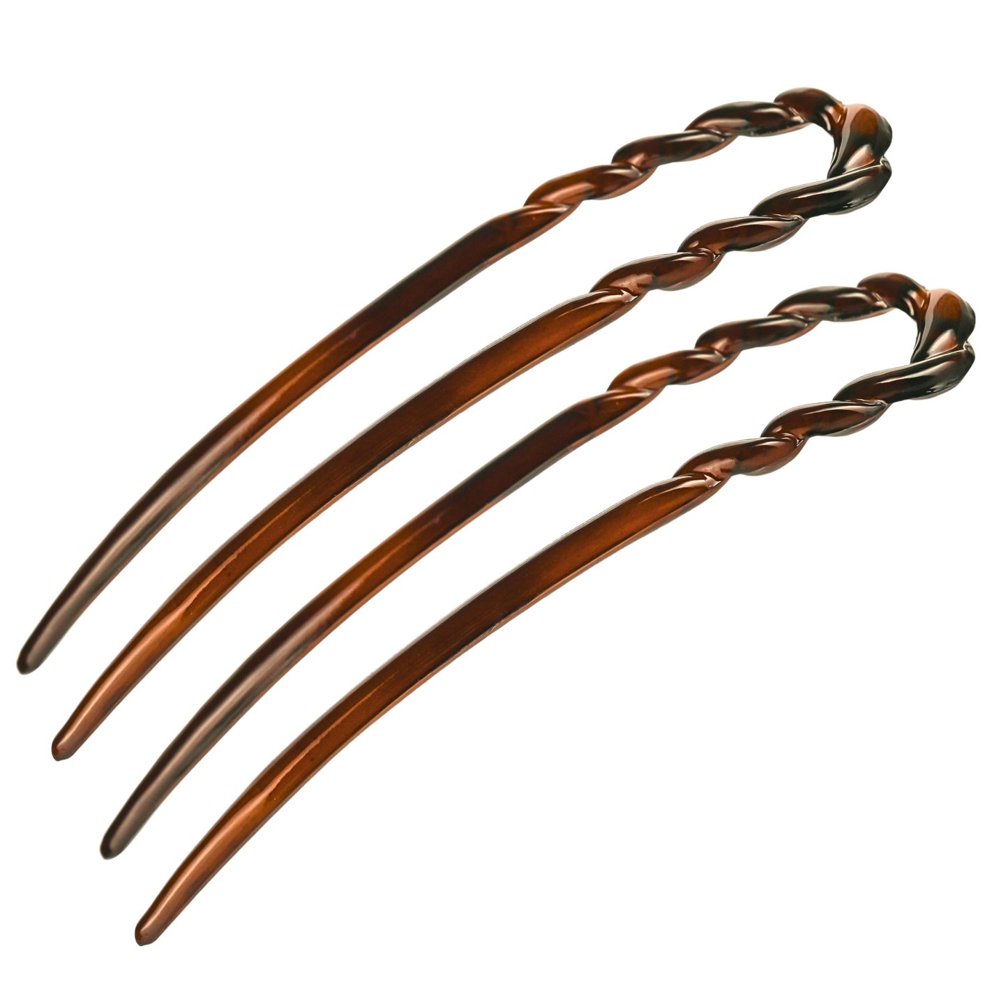 Parcelona French U Hair Pins 3.5" Tortoise Shell Bun Chignon Forks (Set of 2)