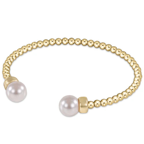 Classic Gold 3mm Bead Cuff-Pearl