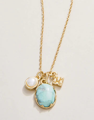 Coralie Charm Necklace 17" Light Turquoise