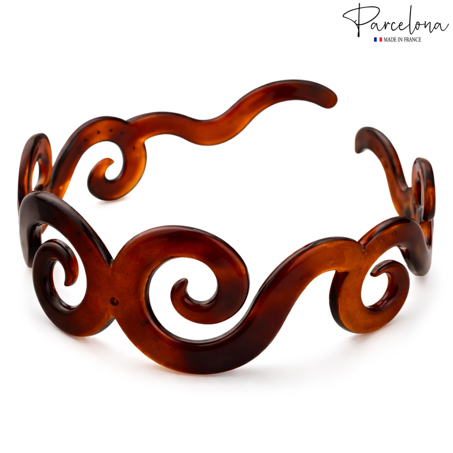 Parcelona French Swirls Wide Light Non-Brittle Cellulose Shell Hair Headband