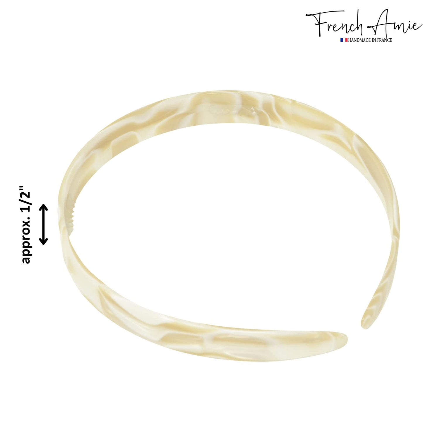 French Amie Wide Headband 1/2" Handmade Cellulose Hair Accessories Women & Girls