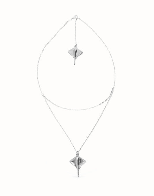 Multi strand chain necklace with manta ray