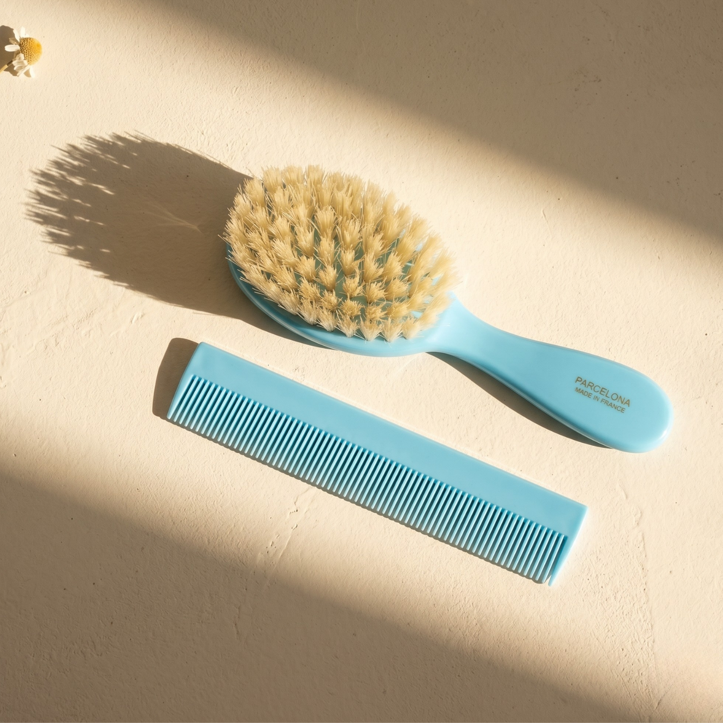 Parcelona French Grooming Combo 6” Celluloid Baby Brush and Comb for Toddlers