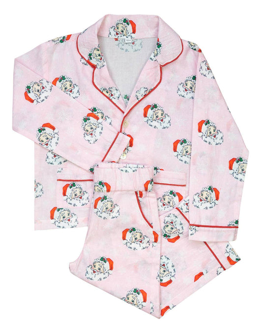 Children's Vintage Santa Pajama Set in Pink