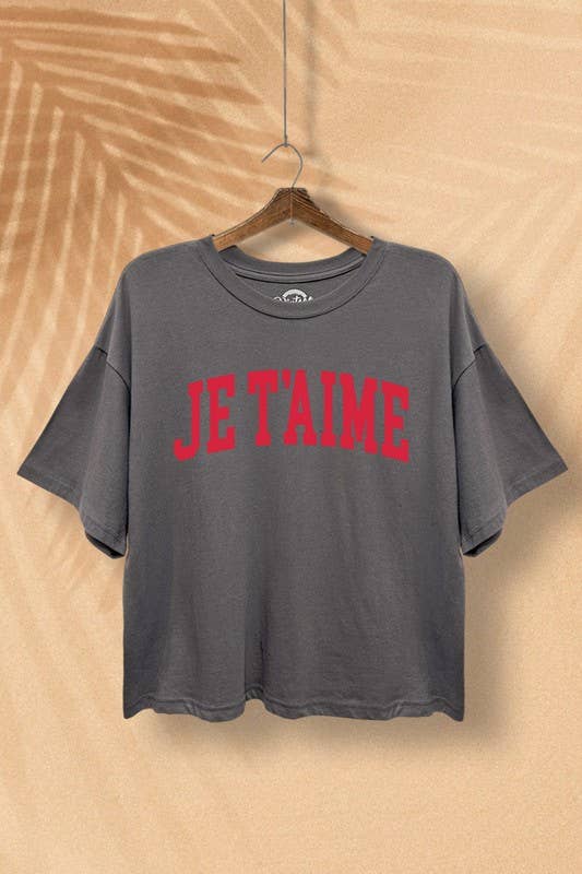 Je T'aime French Typography Boxy Crop Top