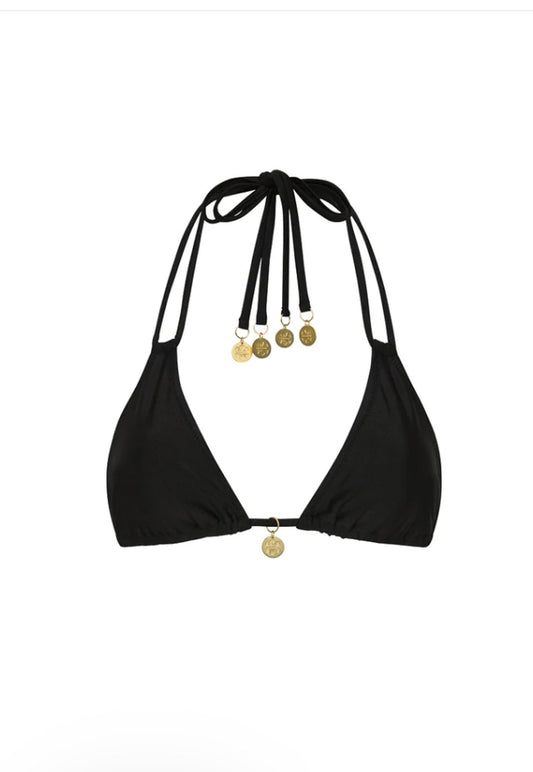 Halter Bralette Bikini Top- Twilight Black