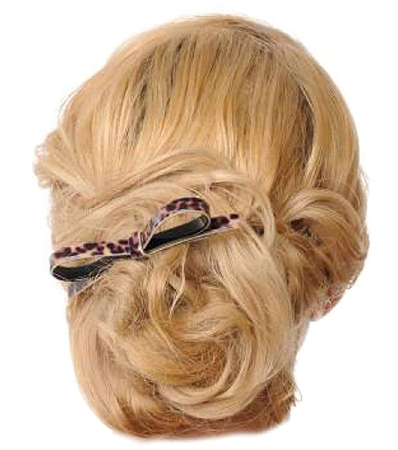 French Amie Sleek Bow Leopard Brown Large Handmade Cellulose Hair Clip Barrette