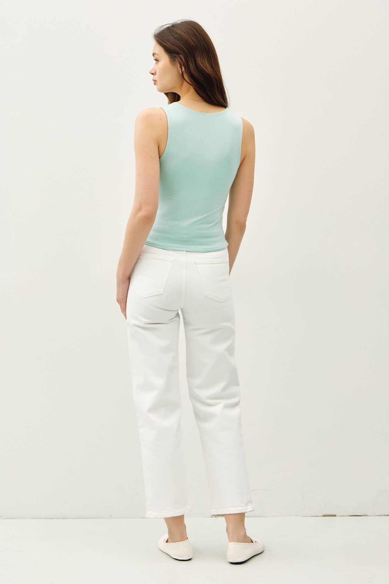 DOUBLE LINED SQUARE NECK TANK